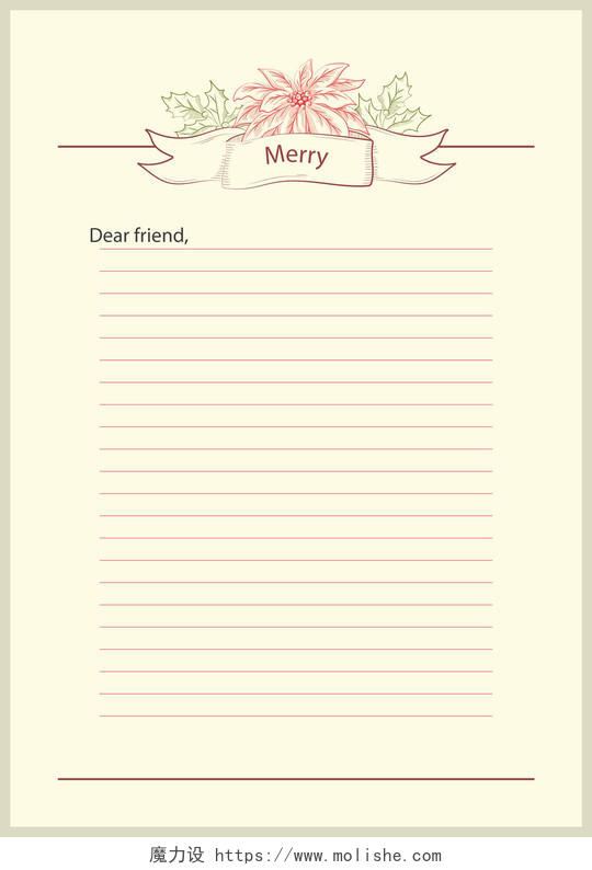 merry Christmas极简圣诞节信纸设计